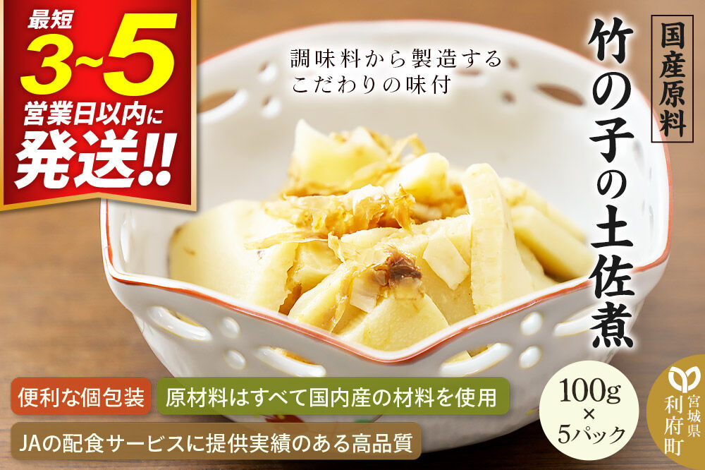 国産原料 竹の子の土佐煮 100g×5パック [筍 竹の子 たけのこ タケノコ 煮付け 煮物]