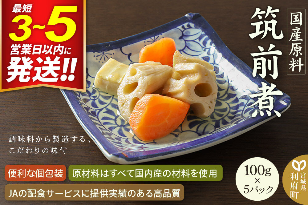 国産原料 筑前煮 100g×5パック [筍 竹の子 たけのこ タケノコ 人参 にんじん ニンジン]