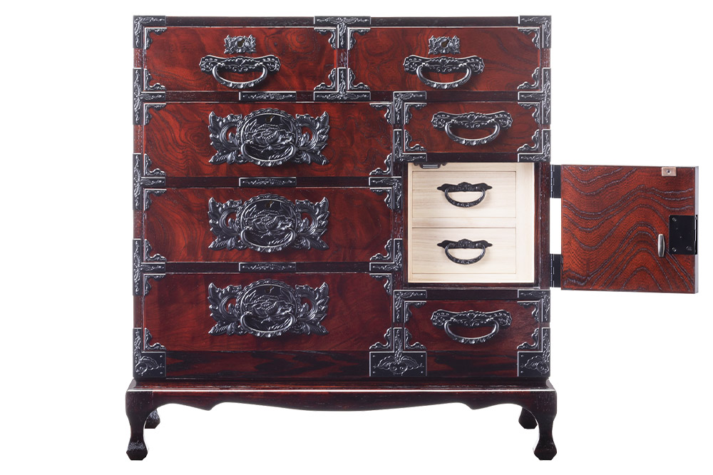 仙台箪笥 猫足チェスト 拭き漆塗り (申込書返送後、1ヶ月〜6ヶ月程度でお届け)