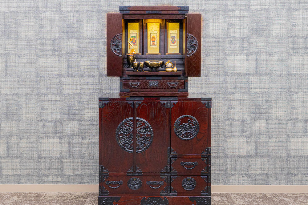 仙台箪笥 仙台仏壇20号 拭き漆調 KH-568（お申込書返送後1ヶ月〜5ヶ月程度でお届け）高級 工芸品 伝統