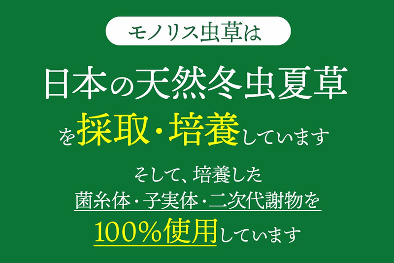 日本産冬虫夏草 モノリス虫草カプセル 120カプセル 2本 (1本30g)