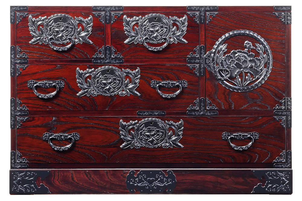 仙台箪笥 三.五尺横長箪笥70 拭き漆塗り (申込書返送後、1ヶ月〜6ヶ月程度でお届け)