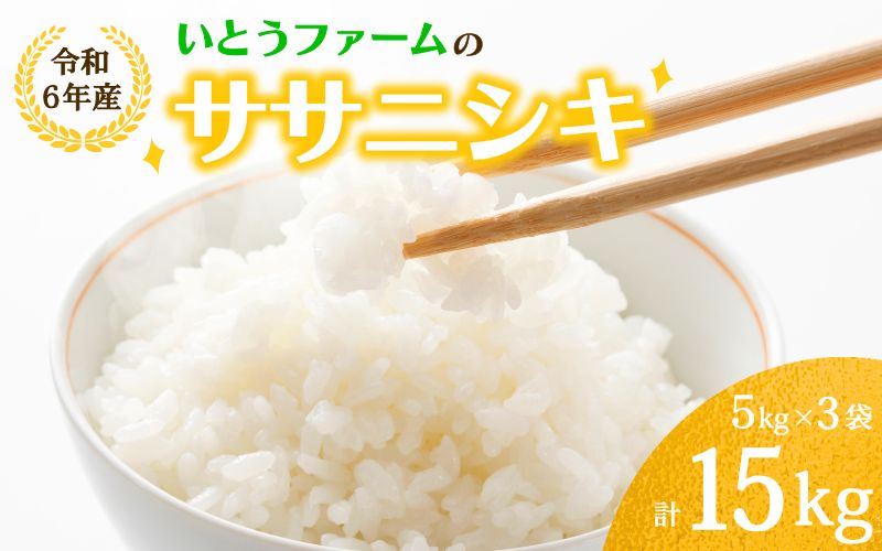 いとうファームの 令和6年産「ササニシキ」15kg（5kg×3袋） / 米 お米 精米 白米 ご飯  産地直送 【itofarm007】