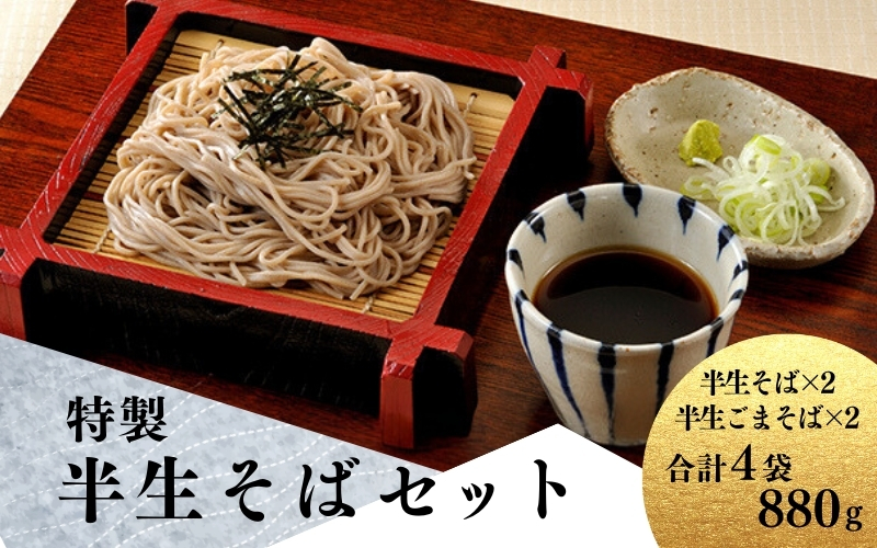 特製 半生そばのセット プレーン 220g×2 ＆ ごま入り 220g×2 / 蕎麦 そば 生そば 麺 麺類 セット 食べ比べ 【kann002】