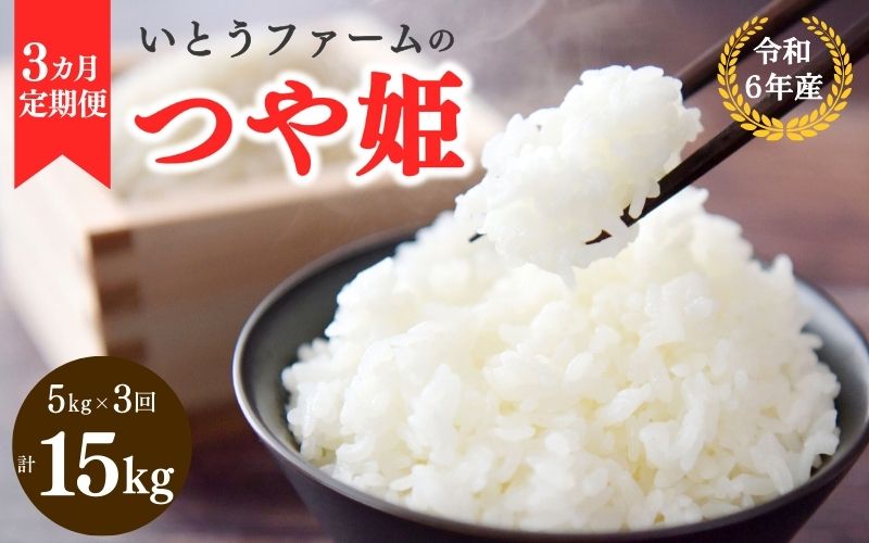 【3ヶ月定期便】いとうファームの 令和6年産「つや姫」5kg×3回 計15kg / 米 お米 精米 白米 ご飯  米定期便 産地直送 【itofarm014】