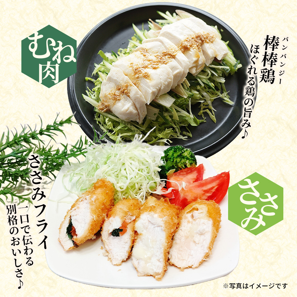 宮城県産森林どり むね肉・ささみ (各2kg・計4kg) / 鶏肉 肉 銘柄鶏 ブランド鶏 国産鶏肉【wellfam2】