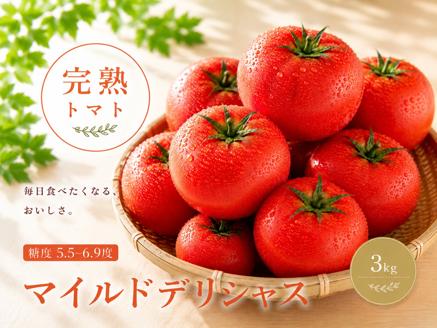 トマト デリシャスファームのトマト マイルドデリシャス 3kg 3キロ箱 / とまと 野菜 産地直送 農家直送
