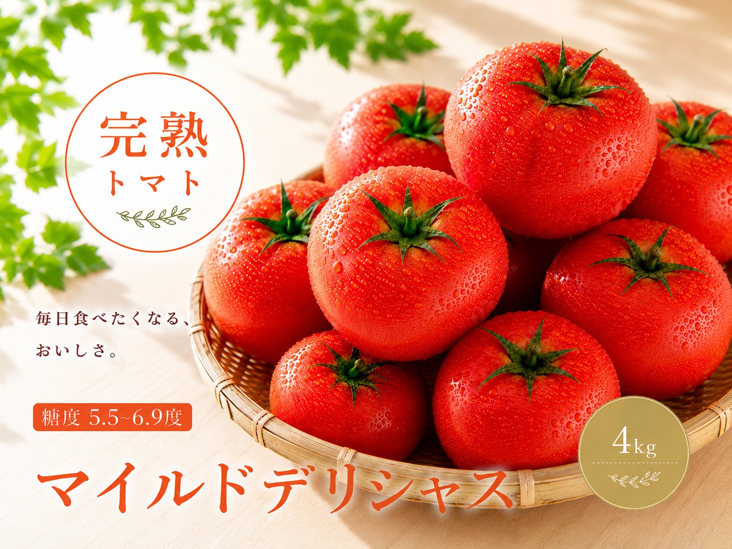 トマト デリシャスファームのトマト マイルドデリシャス 4kg 4キロ箱 / とまと 野菜 産地直送 農家直送