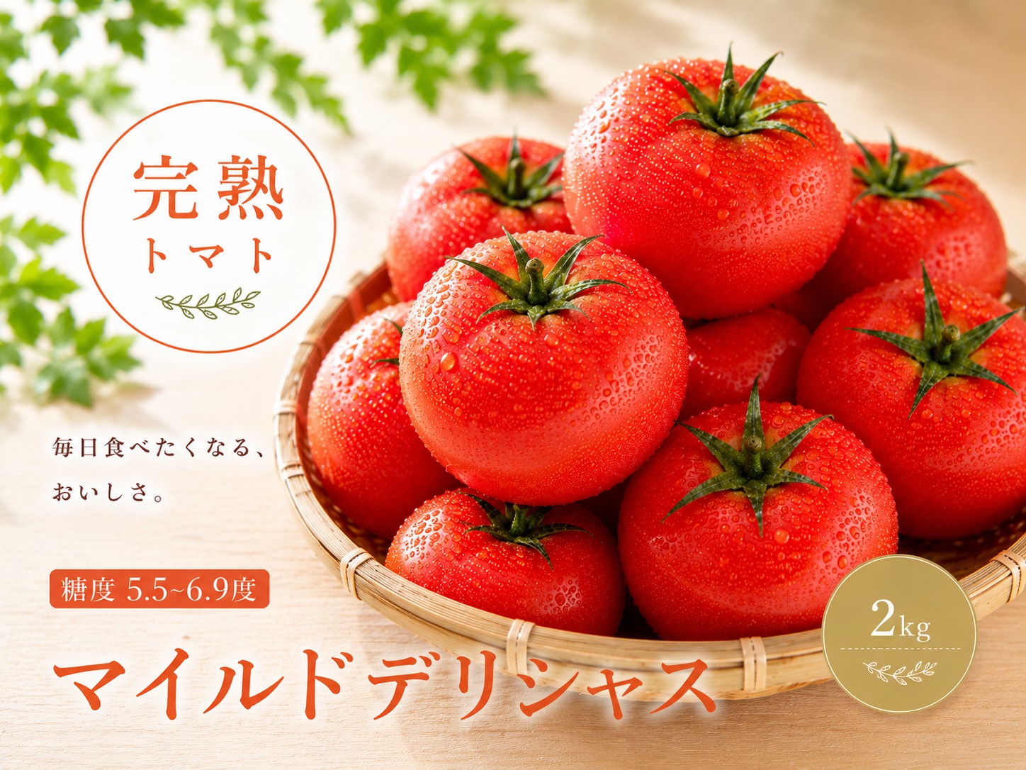 トマト デリシャスファームのトマト マイルドデリシャス 2kg 2キロ箱 / とまと 野菜 産地直送 農家直送