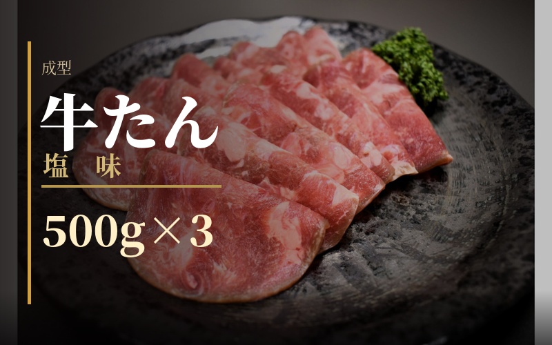 成型　牛たん　塩味　500ｇ×３パック /  和牛 牛 肉 たんタン