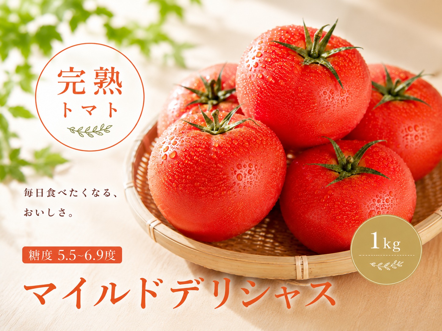 トマト デリシャスファームのトマト マイルドデリシャス 1kg 1キロ箱 / とまと 野菜 産地直送 農家直送
