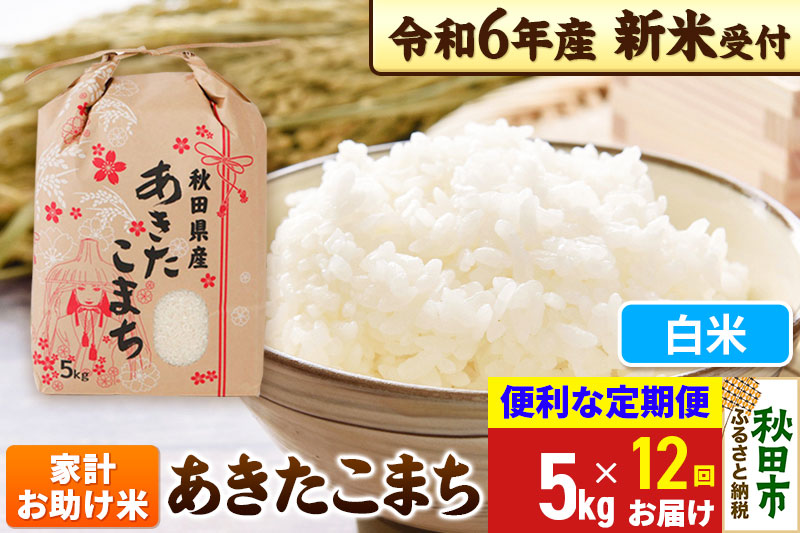 《新米先行受付》《定期便12ヶ月》 あきたこまち 家計お助け米 5kg【白米】秋田県産 令和6年産 こまちライン