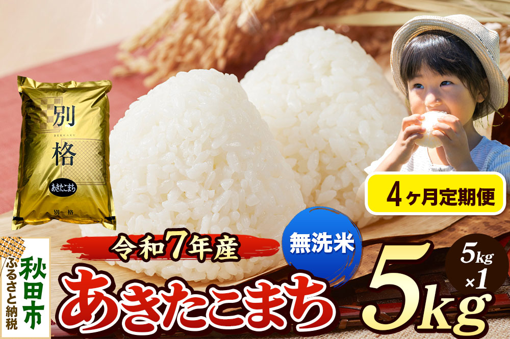 《令和7年産》《定期便4ヶ月》 米 あきたこまち 5kg 【無洗米】 秋田県産