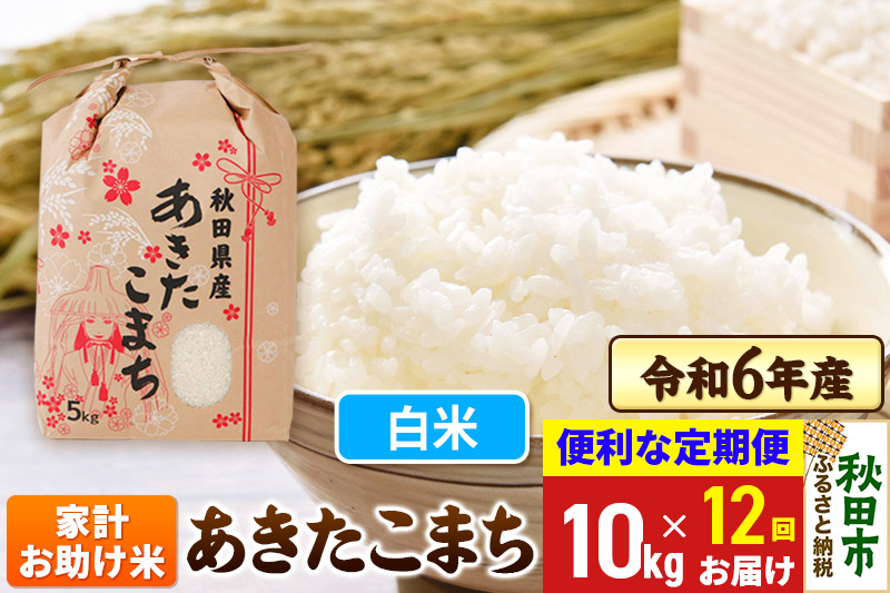 《定期便12ヶ月》 あきたこまち 家計お助け米 10kg(5kg×2袋) 令和6年産 新米  【白米】秋田県産