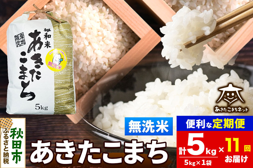 令和8年産 新米受付《定期便11ヶ月》あきたこまち 清流米 5kg【無洗米】秋田県産 [秋田県産 あきたこまち お米 精米 小分け 定期便 5kg袋]