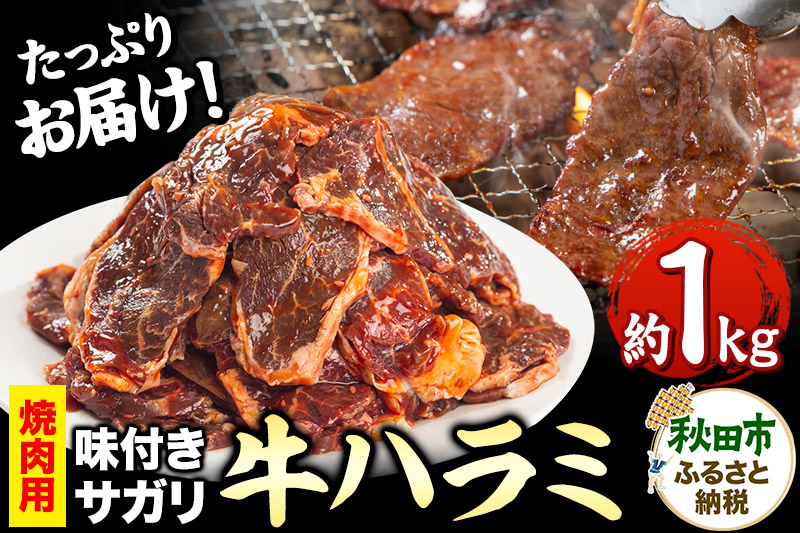 牛ハラミ(サガリ)焼肉用 (味付け肉) 1kg(500g×2) 牛肉 牛