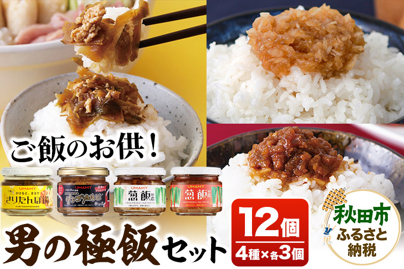 ご飯のお供！男の極飯 4種×3個 ＜計12個セット＞【訳アリ】 お惣菜