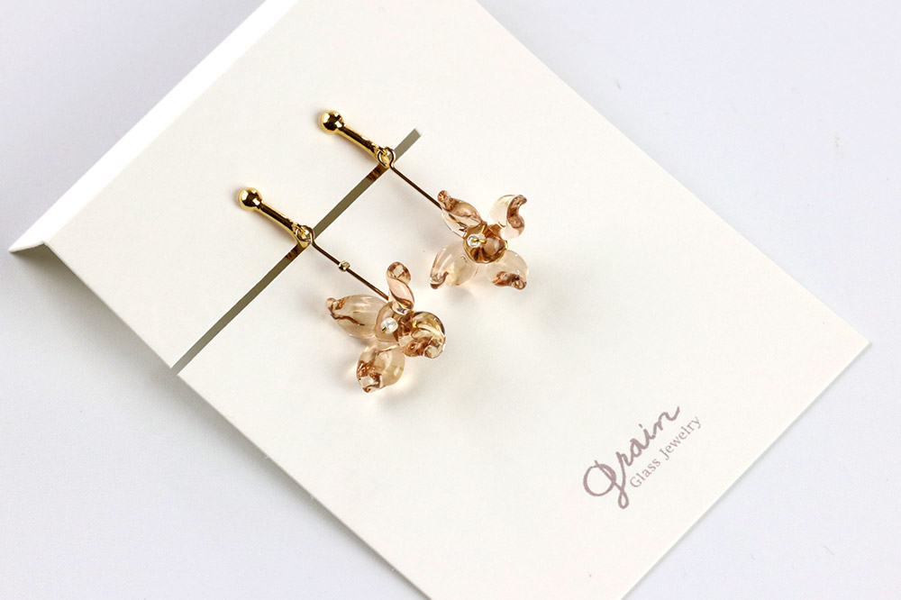 flowerã€ã€ãªã³ã° ãã³ã°ã¿ã€ã ããã³ã¯ãã¬ã©ã¹ãžã¥ãšãªãŒ Glass Jewelry grain ã¢ã¯ã»ãµãªãŒ ç§ç°