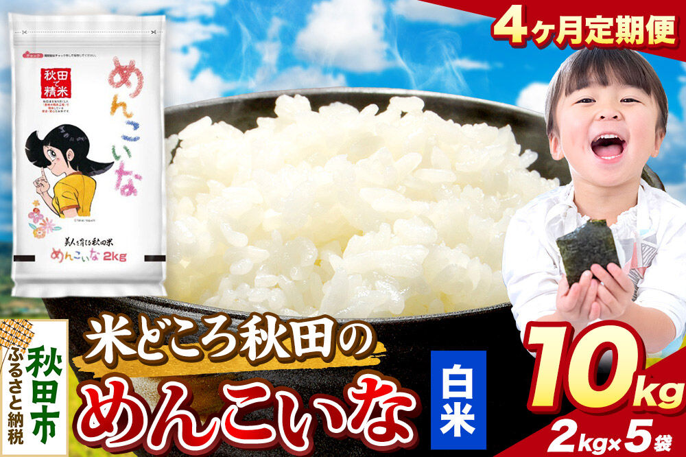 米《定期便4ヶ月》めんこいな【白米】 米どころ秋田県産 令和7年産 精米 10kg（2kg×5袋） [米 お米 こめ 白米 精米 ブランド米 小分け ご飯 ごはん 米どころ 秋田県産 2kg袋]