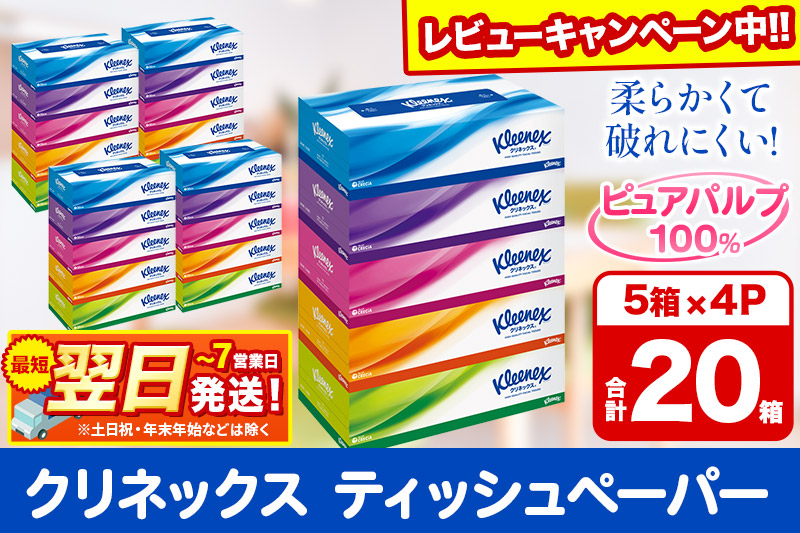 ティッシュ クリネックス 20箱 5箱×4パック 秋田市オリジナル 最短翌日発送 【レビューキャンペーン中】