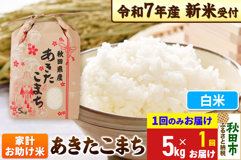 《令和7年産 新米受付》あきたこまち 家計お助け米 5kg【1回のみお届け】【白米】秋田県産 こまちライン