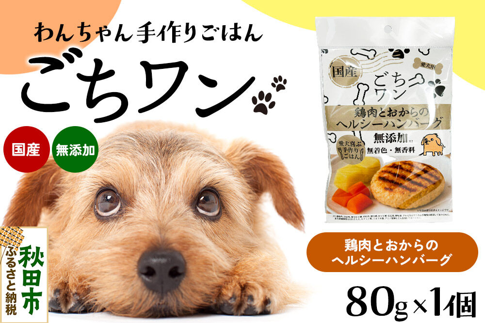 わんちゃん手づくりごはん「ごちワン」鶏肉とおからのヘルシーハンバーグ（レトルト）国産 ドッグフード 無着色・無香料 [犬のごはん 犬のご飯 国産 ペット用 ペットフード]
