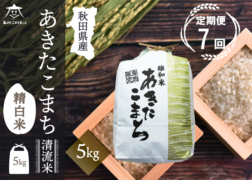 《定期便7ヶ月》あきたこまち 清流米 5kg【白米】 秋田市雄和産 [秋田県産 あきたこまち お米 精米 定期便 5kg 5キロ]