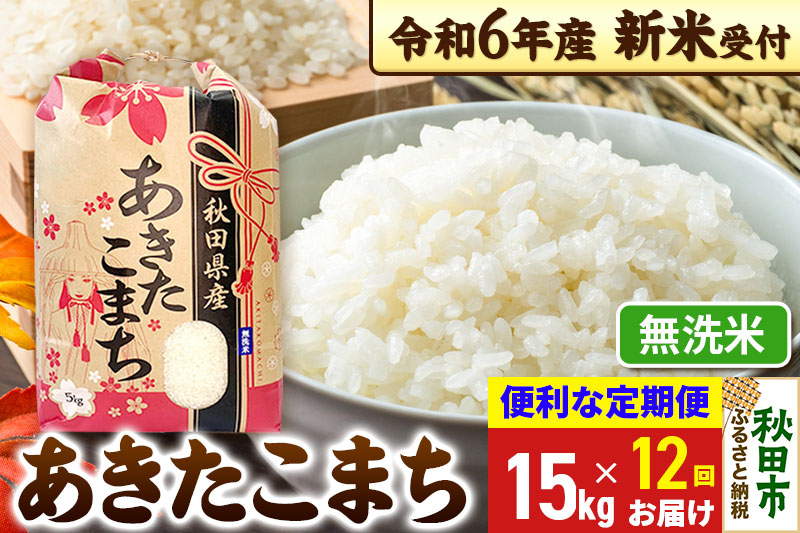 《新米先行受付》《定期便12ヶ月》 あきたこまち 15kg(5kg×3袋) 【無洗米】秋田県産 令和6年産 こまちライン