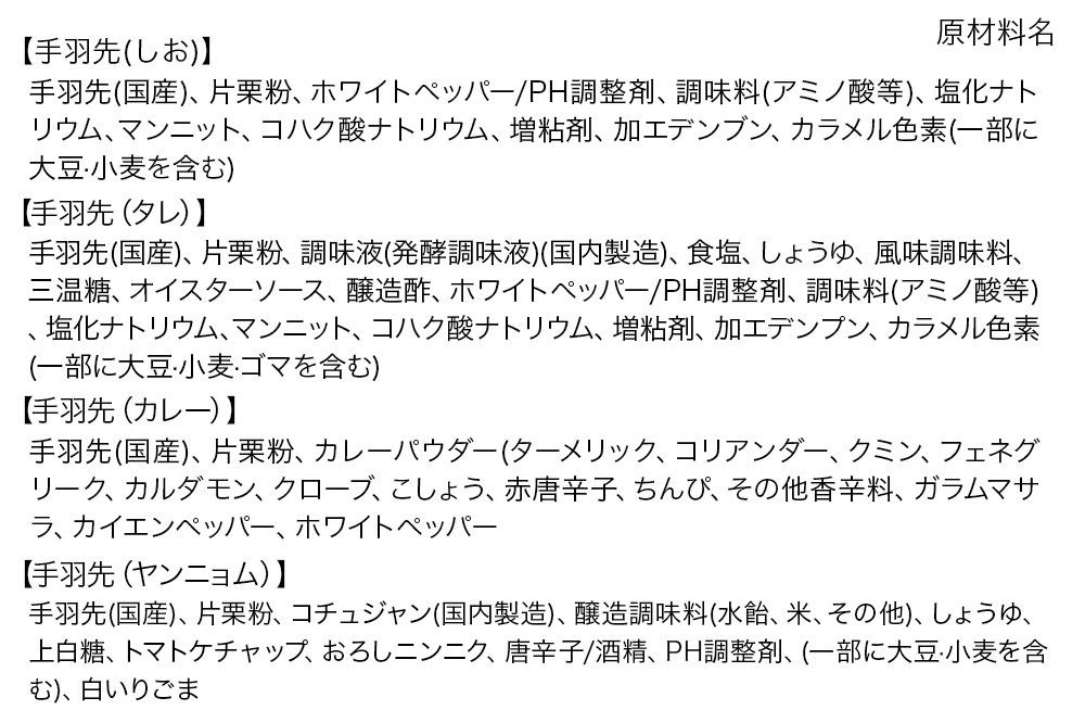 手羽先 食べ比べ4種セット 5本入×4パック 唐揚げ 総菜 おかず つまみ 鶏肉 塩 ヤンニョム カレー 甘辛