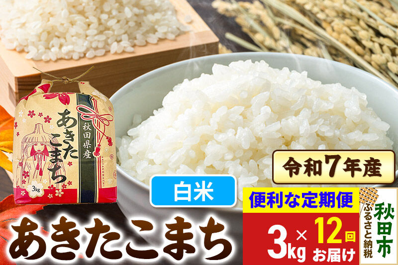 《定期便12ヶ月》 あきたこまち 3kg 令和7年産 【白米】秋田県産
