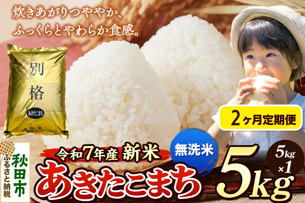 《令和7年産 新米》《定期便2ヶ月》 米 あきたこまち 5kg 【無洗米】 秋田県産