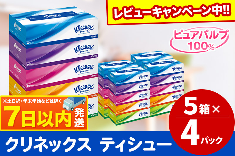 ティッシュ クリネックス 20箱 5箱×4パック レビューキャンペーン中 秋田市オリジナル