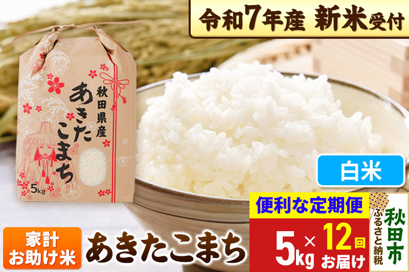 《令和7年産 新米受付》《定期便12ヶ月》 あきたこまち 家計お助け米 5kg【白米】秋田県産 こまちライン