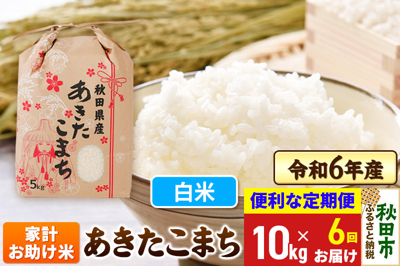 《定期便6ヶ月》 あきたこまち 家計お助け米 10kg(5kg×2袋) 令和6年産 新米  【白米】秋田県産