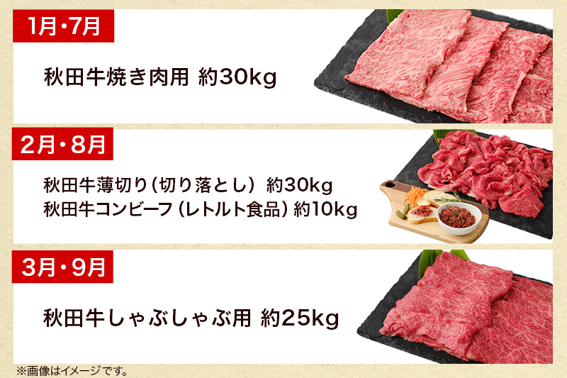 《頒布会 6ヶ月》秋田牛1頭分相当 定期便 牛肉 肉 頒布会