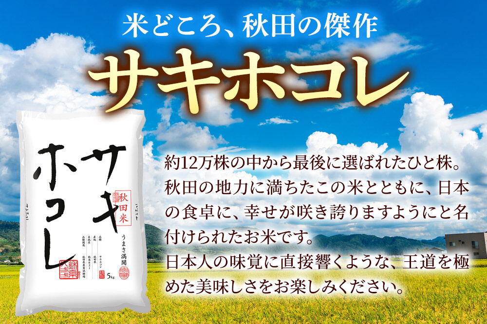米《定期便3ヶ月》サキホコレ【白米】 米どころ秋田県産 令和7年産 精米 30kg（5kg×6袋） [米 お米 こめ 白米 精米 サキホコレ ブランド米 小分け ご飯 ごはん 米どころ 秋田県産 5kg袋]