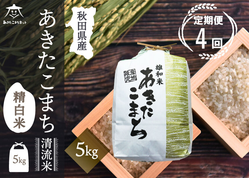 《定期便4ヶ月》あきたこまち 清流米 5kg【白米】 秋田市雄和産 [秋田県産 あきたこまち お米 精米 定期便 5kg 5キロ]