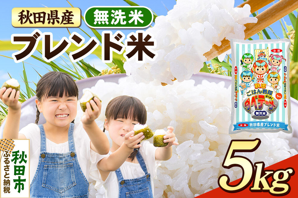 米 ブレンド米【無洗米】米どころ秋田県産 精米 5kg（5kg×1袋） [米 お米 こめ 無洗米 精米 ブランド米 小分け ご飯 ごはん 米どころ 秋田県産 5kg袋]