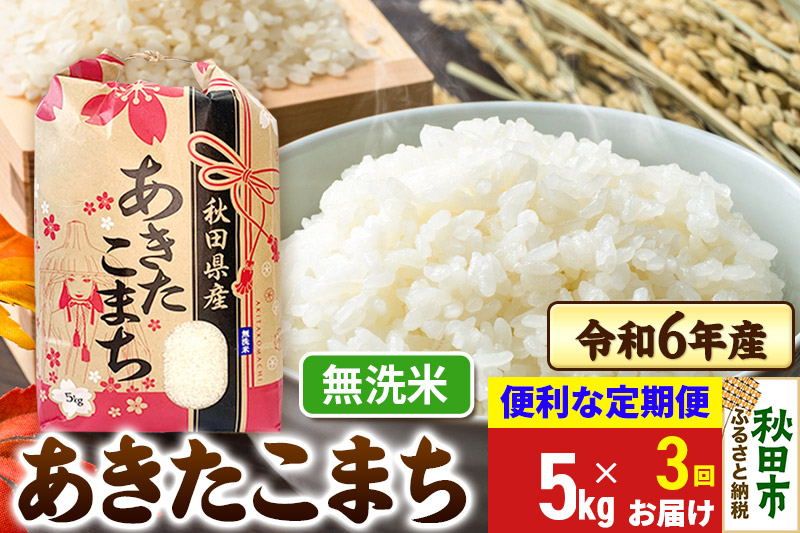 《定期便3ヶ月》 あきたこまち 5kg 令和6年産 新米 【無洗米】秋田県産