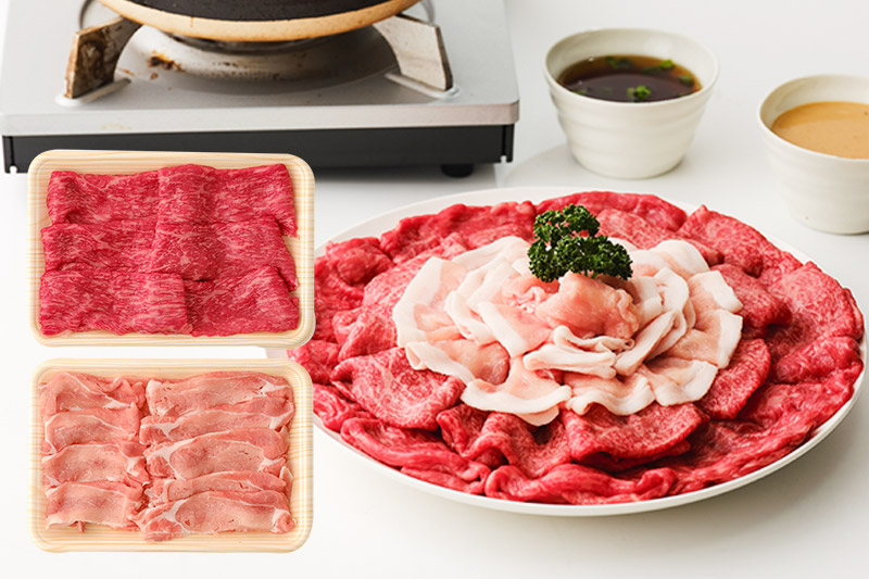 しゃぶしゃぶセット 秋田牛・秋田豚 計400g(各200g×2パック) 国産 牛肉 豚肉 しゃぶしゃぶ用