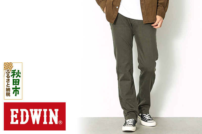 EDWIN インターナショナルベーシック 403 フレックス ふつうのストレートパンツ MENS【29インチ・アーミー】E403F-21-29