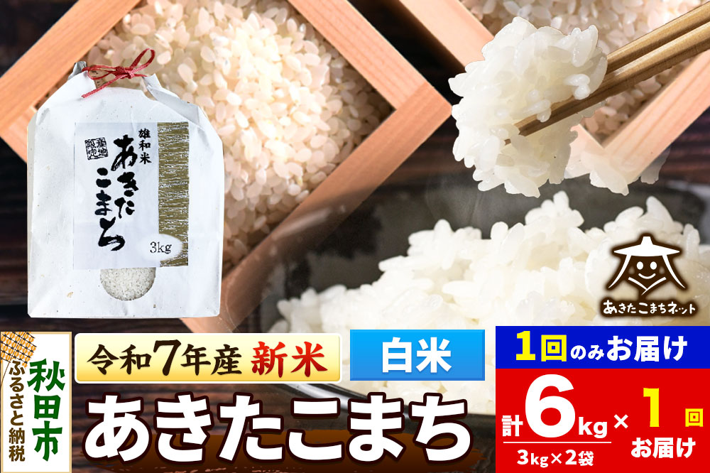 《令和7年産 新米受付》あきたこまち 清流米 6kg(3kg×2袋)【白米】 秋田市雄和産