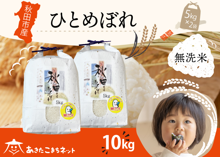ひとめぼれ 10kg(5kg×2袋) 【無洗米】秋田市産 [秋田県産 ひとめぼれ お米 精米]