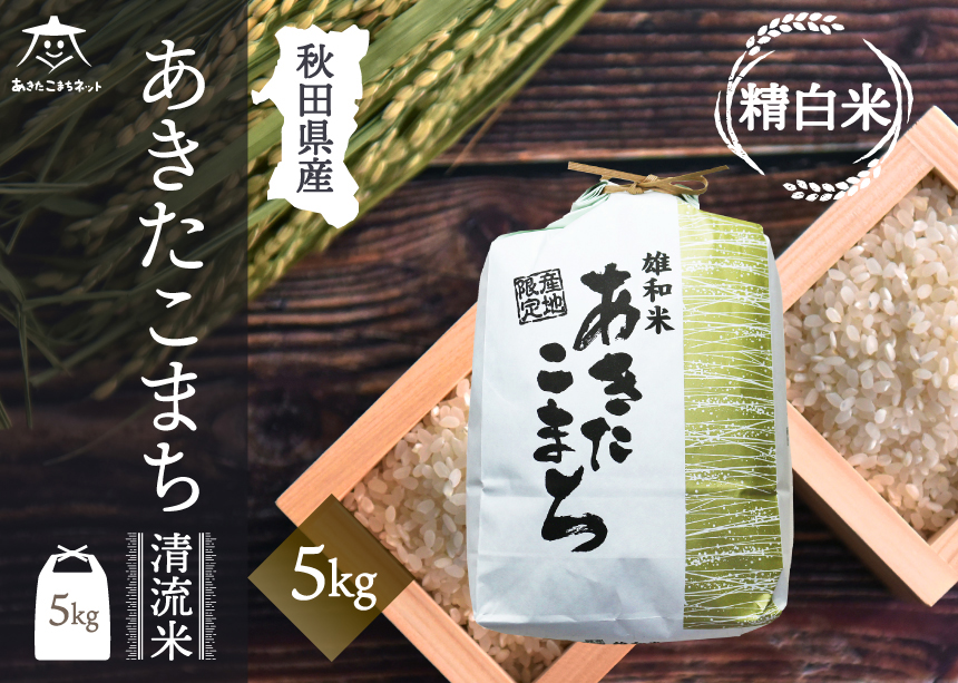 あきたこまち 清流米 5kg【白米】 秋田市雄和産 [秋田県産 あきたこまち お米 精米]