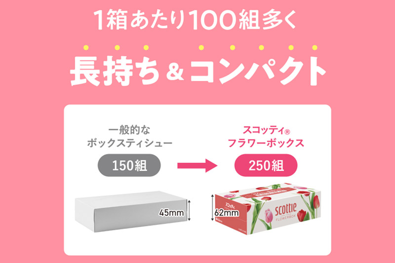 ティッシュペーパー スコッティ フラワーボックス250組 60箱(5箱×12パック) ティッシュ 日用品 最短翌日発送【レビューキャンペーン中】