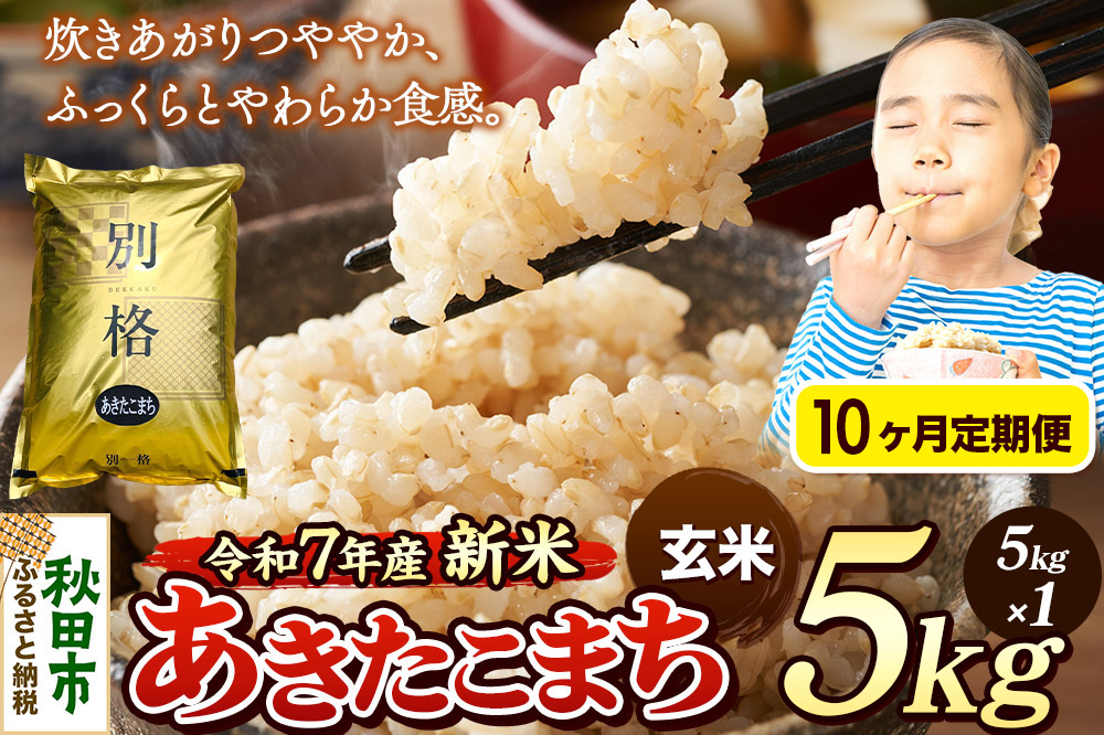 《令和7年産 新米》《定期便10ヶ月》 米 あきたこまち 5kg 【玄米】 秋田県産