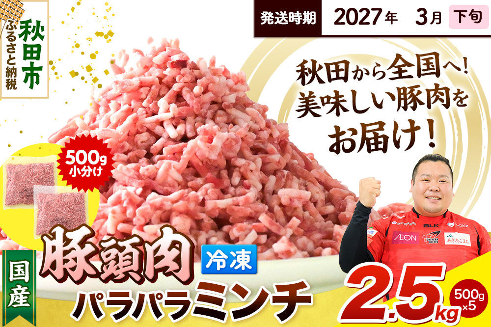 【2027年3月下旬発送】豚頭肉 ミンチ ひき肉 2.5kg（500g×5袋）豚肉 冷凍 [小分け 挽肉 豚カシラ 豚かしら 松田畜産 国産 ぶた肉 とんとう]
