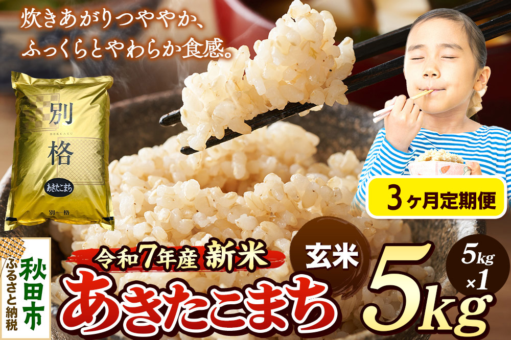 《令和7年産 新米》《定期便3ヶ月》 米 あきたこまち 5kg 【玄米】 秋田県産