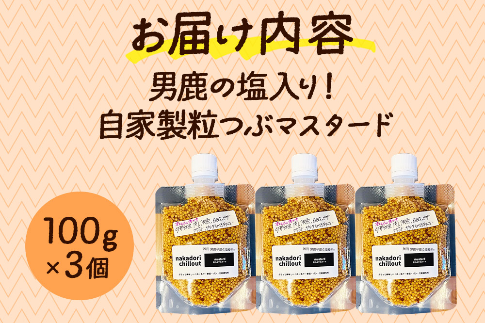 マスタード 男鹿の塩！ 自家製 粒つぶマスタード（3個セット） 秋田県 秋田市