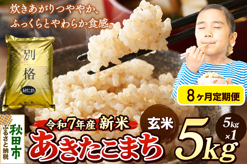 《令和7年産 新米》《定期便8ヶ月》 米 あきたこまち 5kg 【玄米】 秋田県産